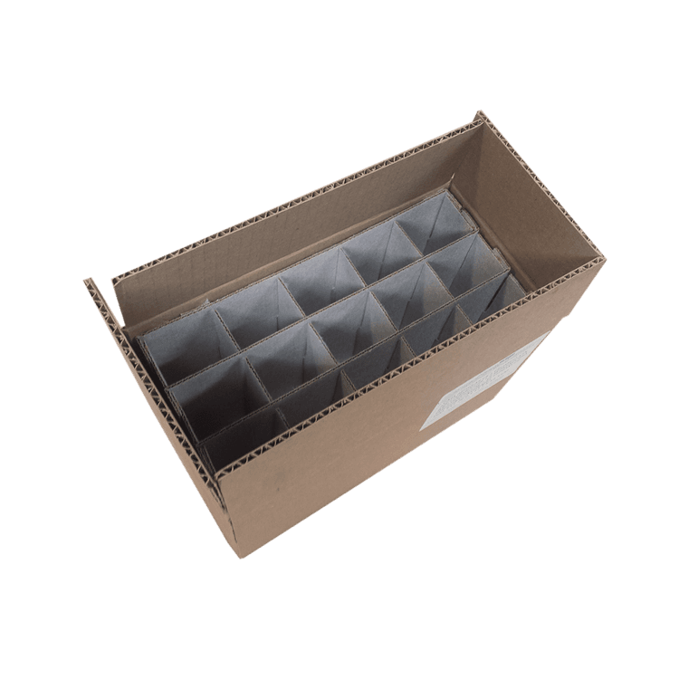 Caja regular con celdado de cartón laminado con termofuse